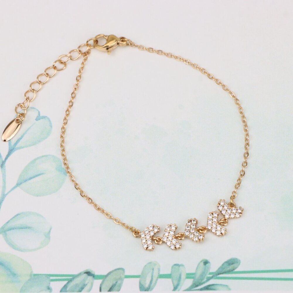 Elegant Rose Gold Bracelet with Sparkling Leaf Cluster Design, XPBL0715 ✔ Craf